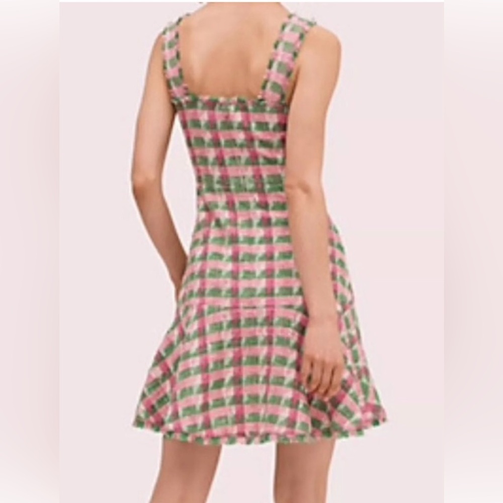 Kate Spade Pink and Green Plaid Tweed Dress/ 10 - Picture 3 of 14